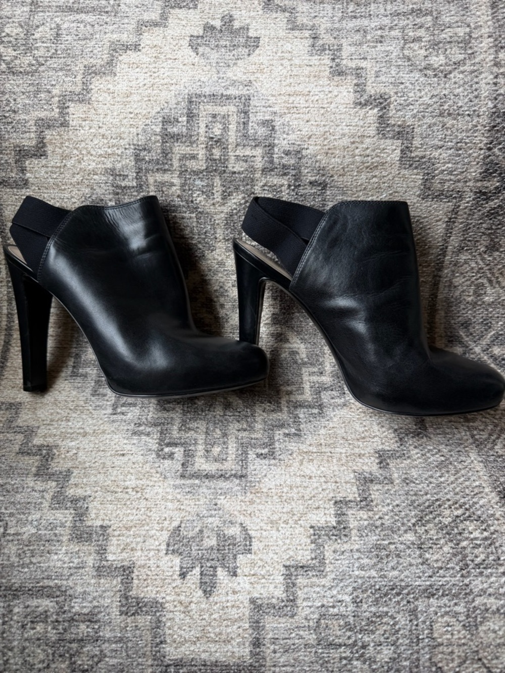 Nine West Black Leather High Heel Slingback Booties